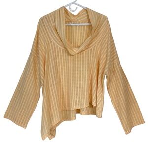 Yasuko Kurisaka Light Peach Striped Cowl Neck Top With Assymetric Hem